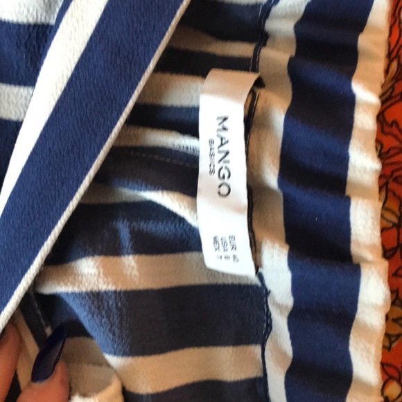 blue and white vertical stripe Mango capris - Picture 3 of 4